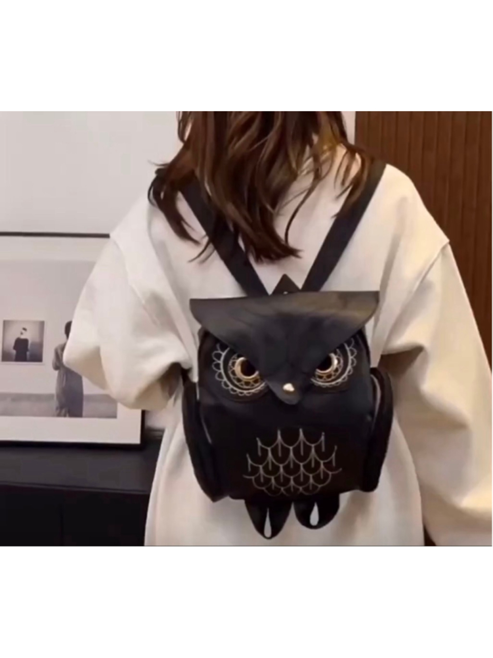 Women's Unbranded Owl Backpack One Size Black Gold - Picture 2 of 4